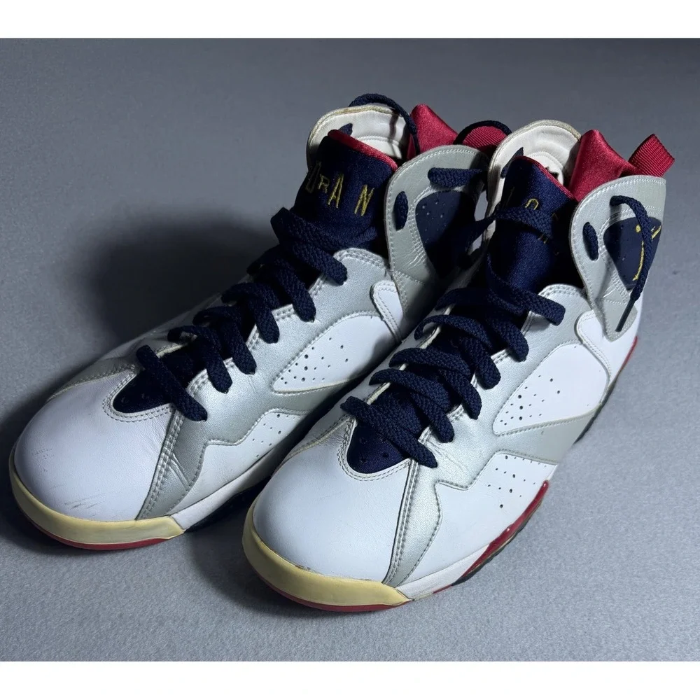 Jordan 7 Retro Olympic 2012 White Gold Obsidian Red 304775-135 Mens Size 9